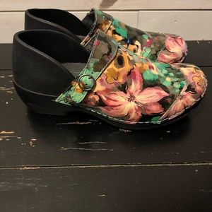 ROCKY Womens 4EurSole Floral Work Clogs Mules Shoes Size 39